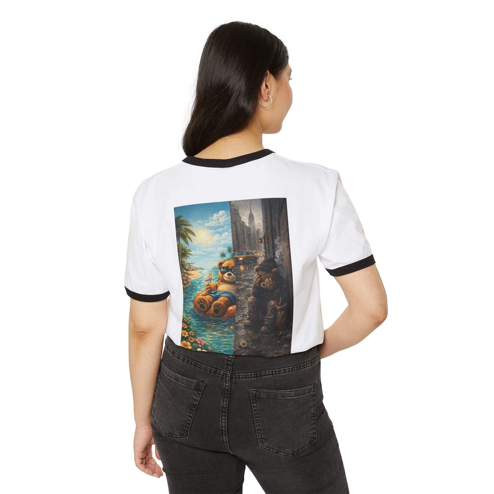 Vintage Ringer T‑Shirt — 'Billionaire Saints Co.' Tropical vs City Art Print