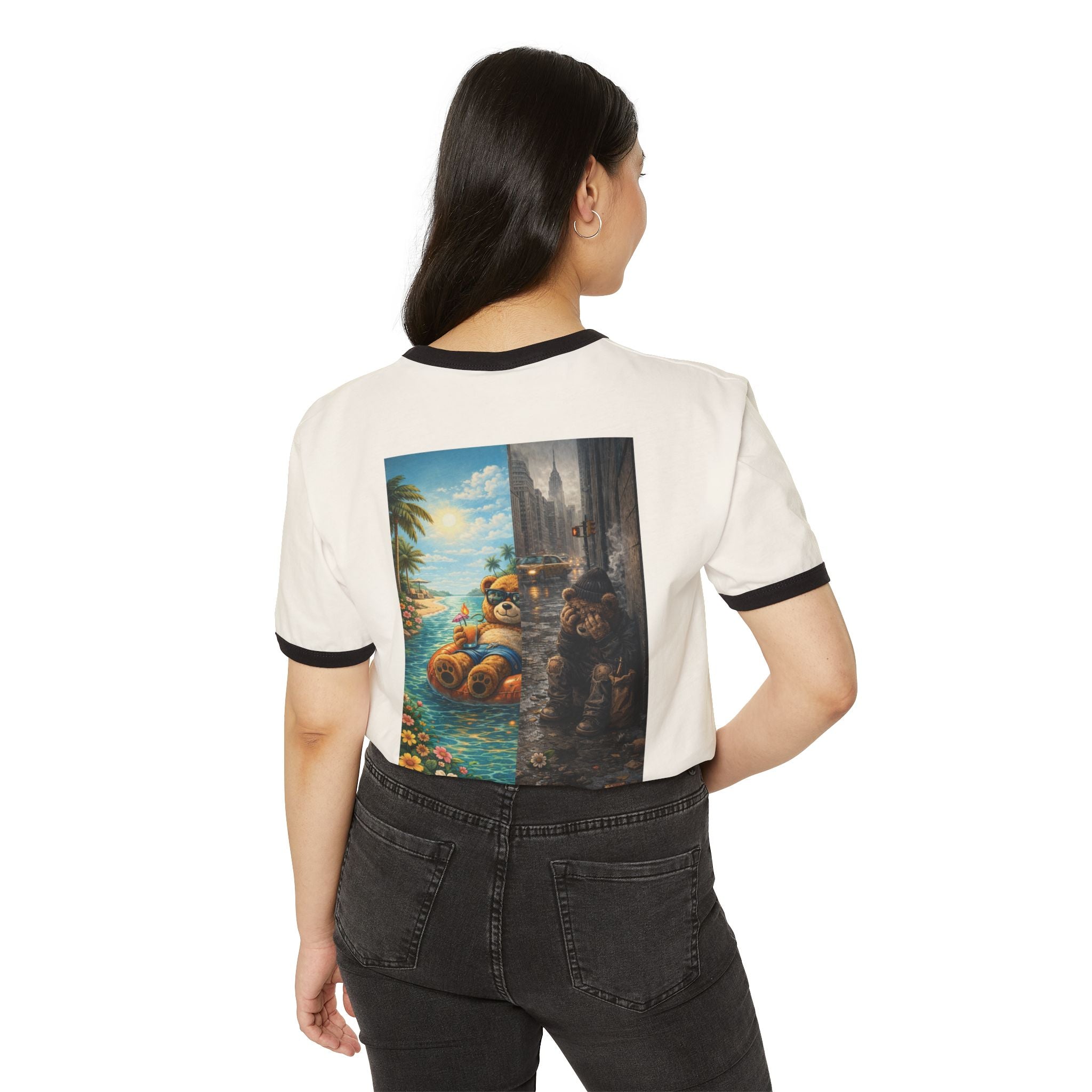 Vintage Ringer T‑Shirt — 'Billionaire Saints Co.' Tropical vs City Art Print